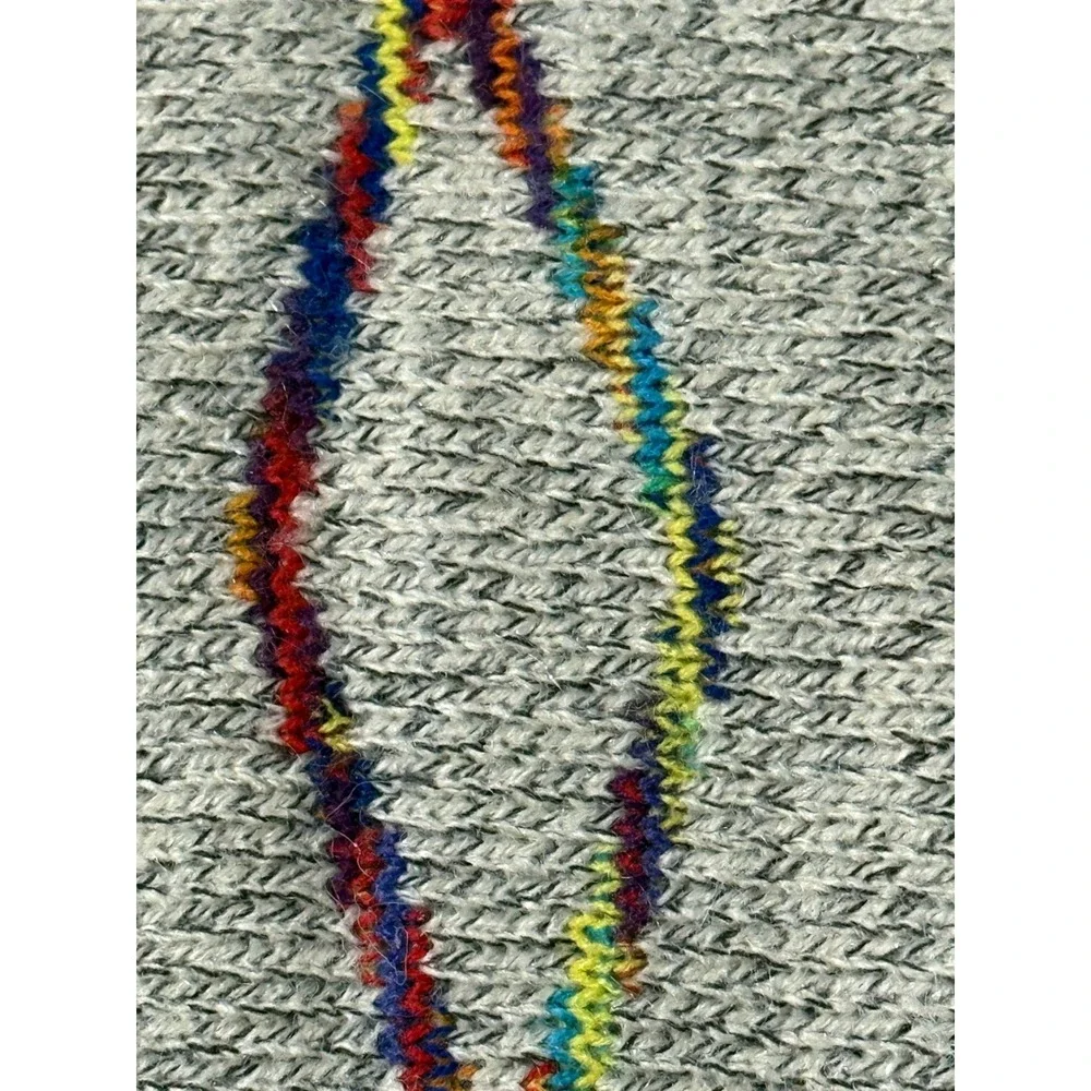 Adora Southwestern Knit Poncho Women One Size Grey Rainbow Excellent Fringe Boho - Picture 9 of 10